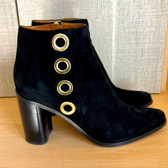 Chloe black suede ankle boots heels size 7.5 - Picture 1 of 6